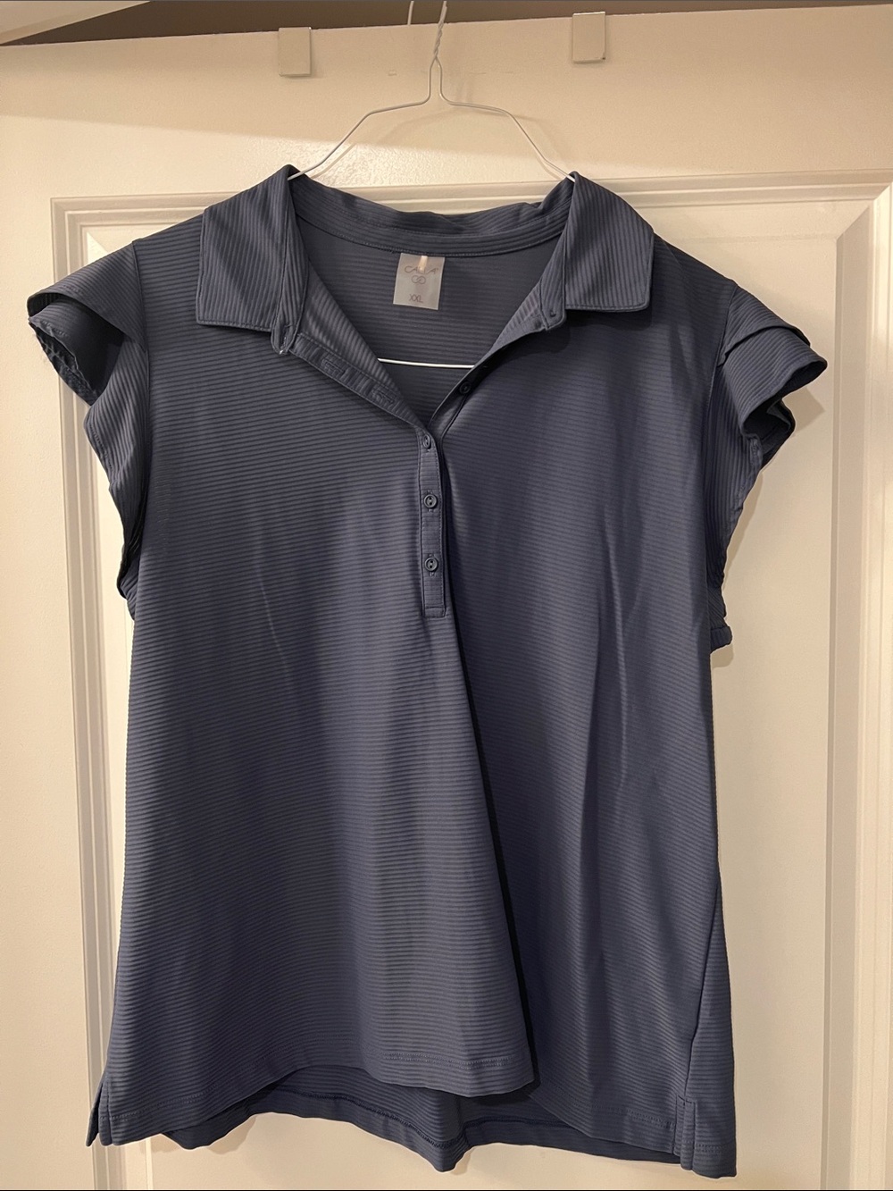 Women's Navy Short-Sleeve Button-Down Golf Shirt